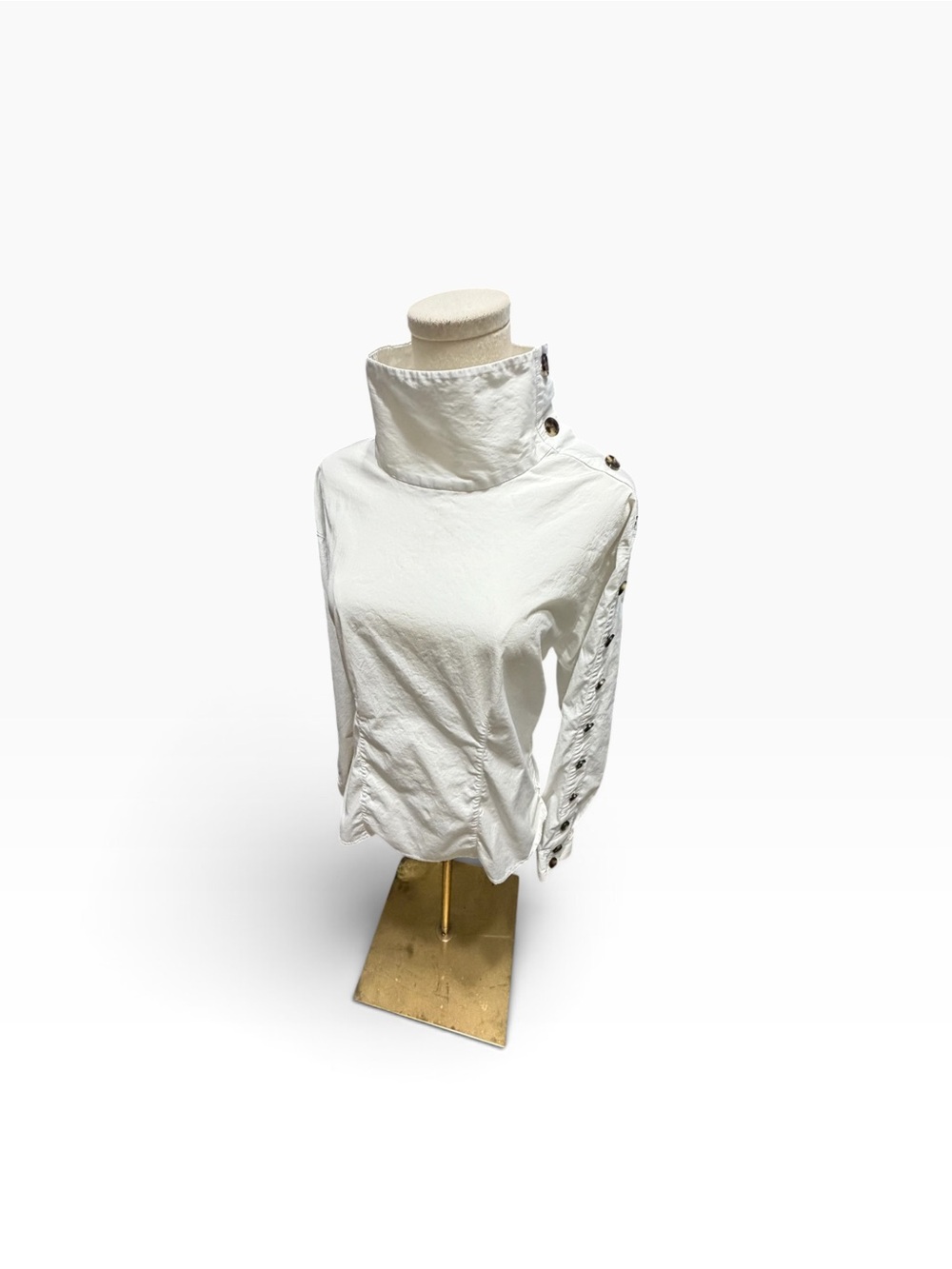 Veronica Beard White High-Neck Button Sleeve Women's Top Sz 8